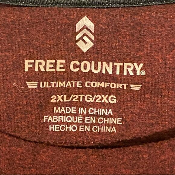 Free Country Men's Long Sleeve Top Maroon Large Ultimate Comfort Knit Size 2XL - Picture 7 of 11